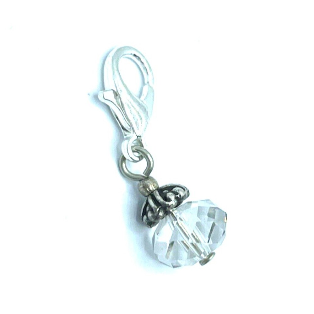 Brighton White Crystal Sparkly Iridescent Bead Crystal Sparkle Silver  Charm